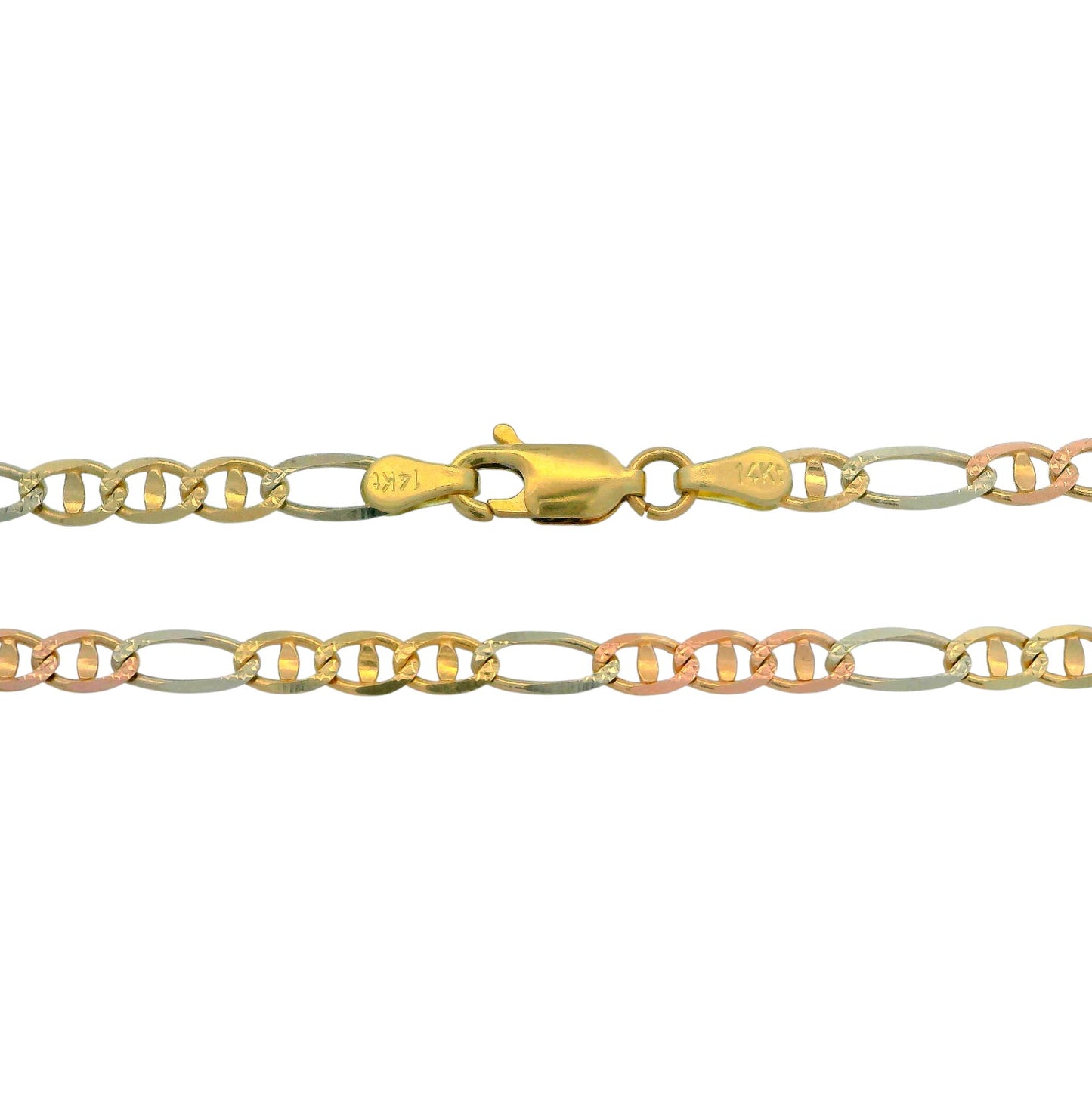 14K Tri-Color Figarucci Chain Necklace