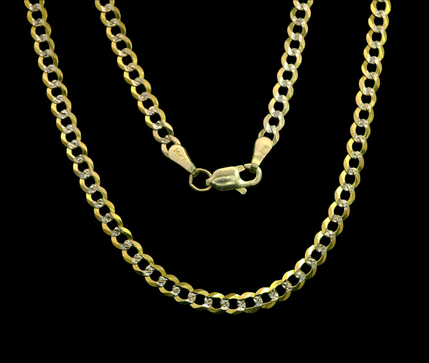 14K Two tone Cuban Chain – Multiple Lengths & Widths