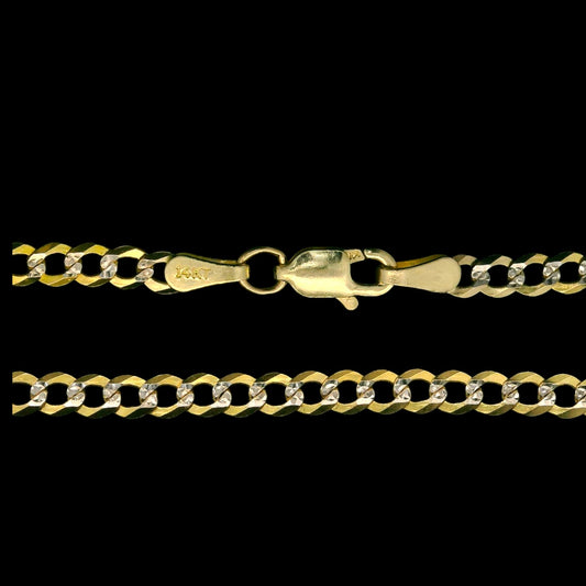 14K Two tone Cuban Chain – Multiple Lengths & Widths