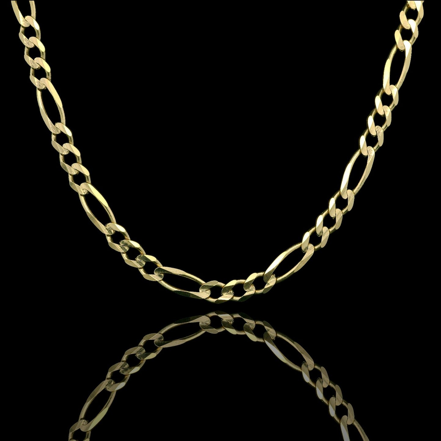 14K Yellow Gold Figaro Chain Necklace – Multiple Lengths & Widths