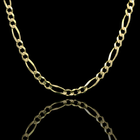 14K Yellow Gold Figaro Chain Necklace – Multiple Lengths & Widths
