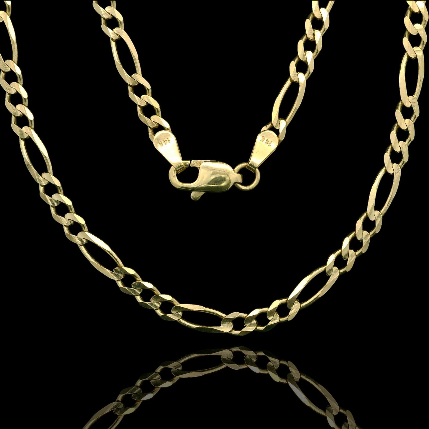 14K Yellow Gold Figaro Chain Necklace – Multiple Lengths & Widths