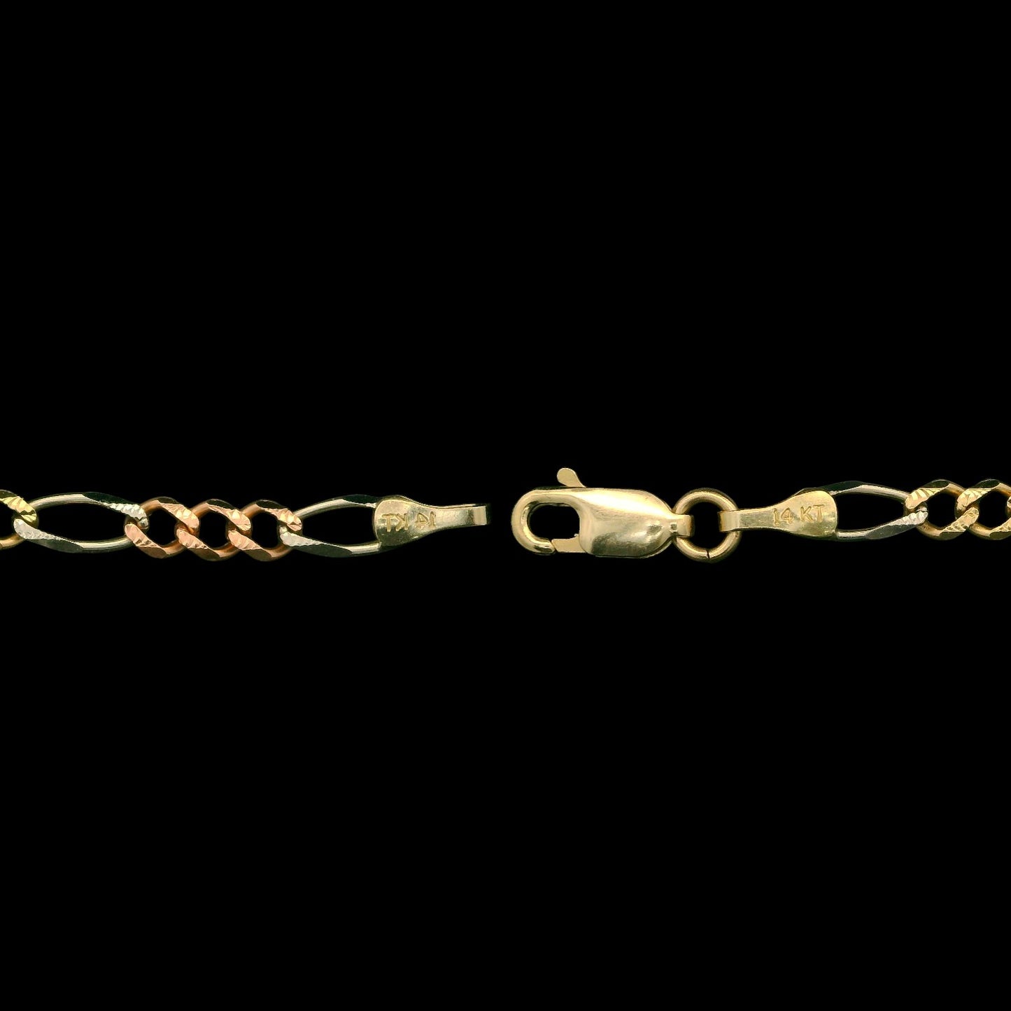 14K Tri-Color Figaro Chain Necklace