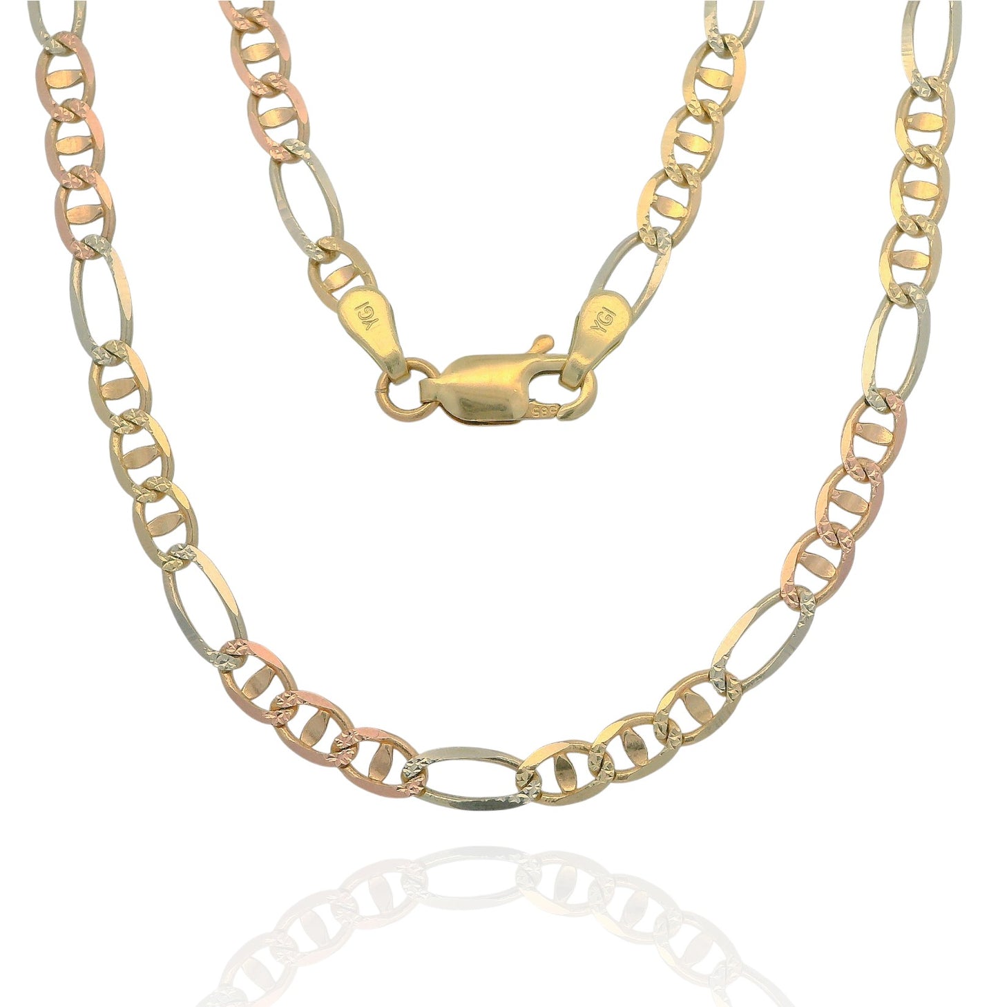 14K Tri-Color Figarucci Chain Necklace