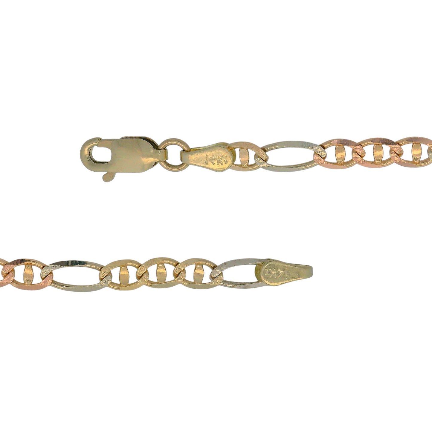 14K Tri-Color Figarucci Chain Necklace