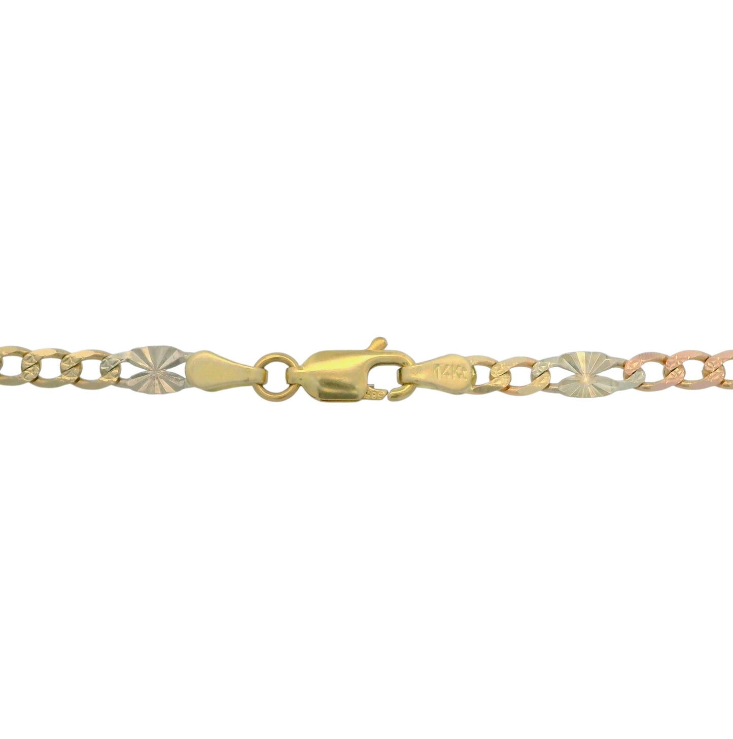 14K Tri-Color Figaro Star Chain Necklace