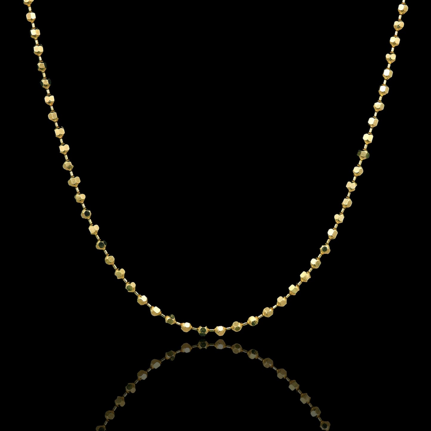 14K Gold Italian  Bead Chain-1mm Necklace (16” / 18” / 20”)