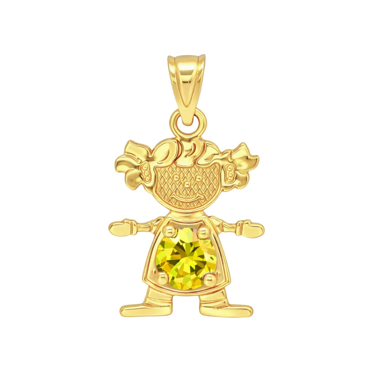14K Gold Birthstone Boy & Girl Charm Pendants – 17mm CZ Stones by Month
