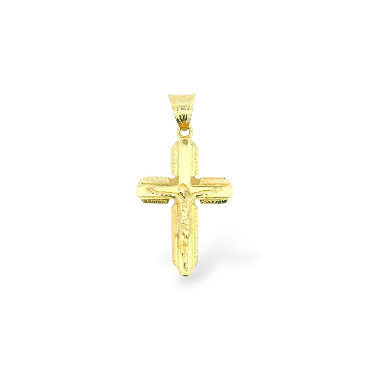 14K Yellow Gold Cross Pendant with CZ Accent