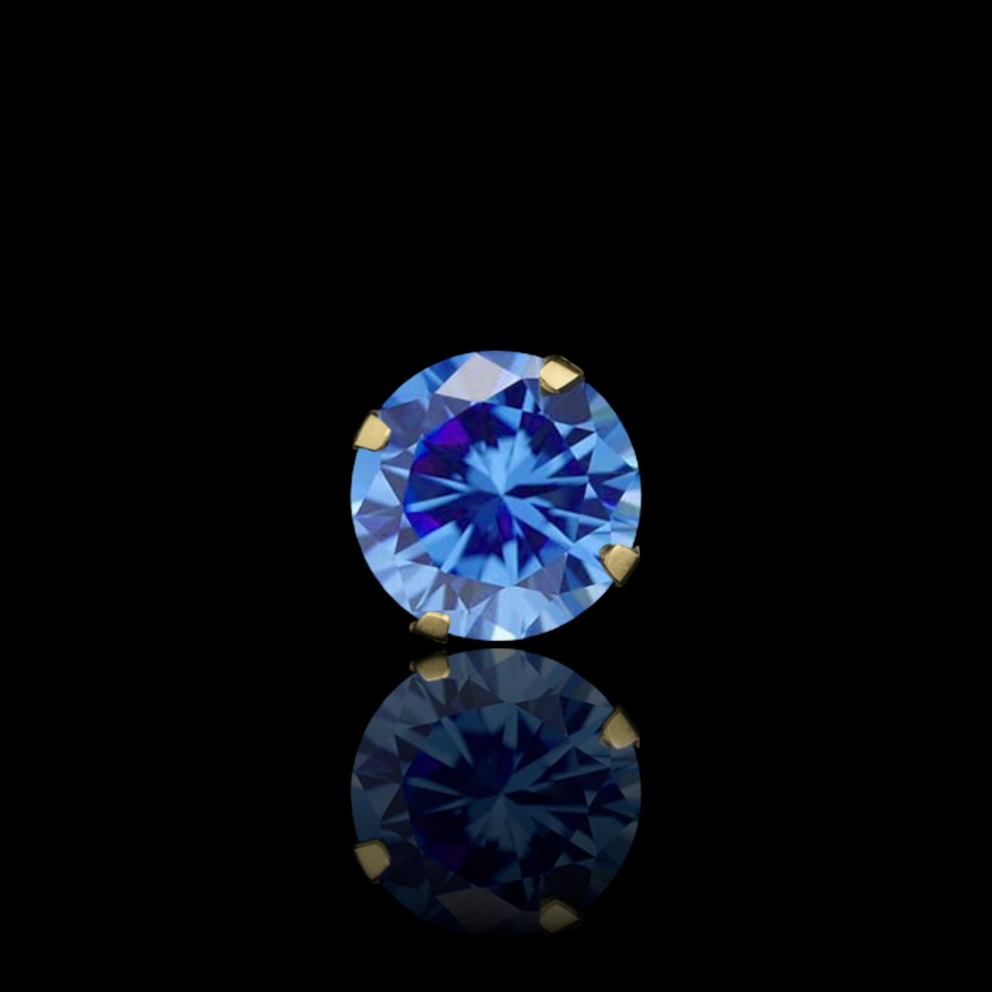 14K Gold CZ Stud Earrings in 10 Colors (2 mm to 8 mm, Screw-Back)