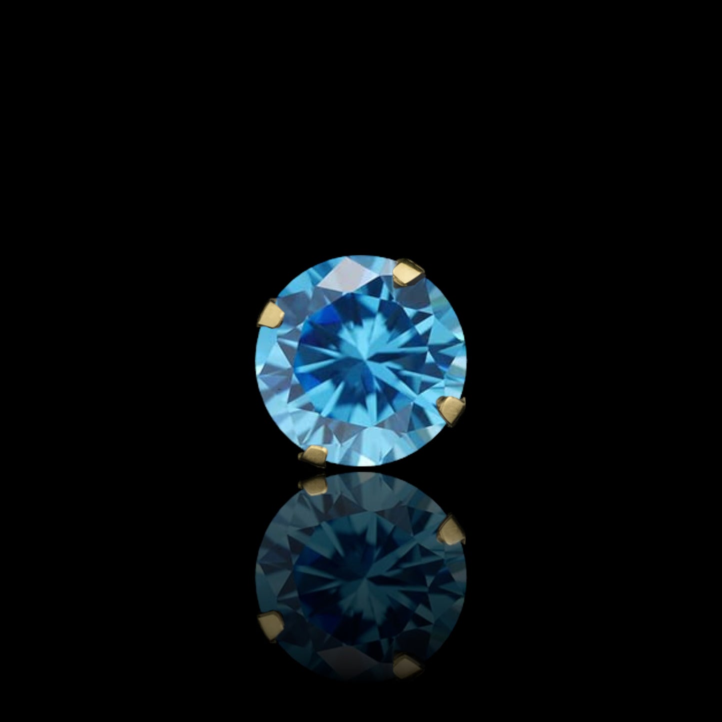 14K Gold CZ Stud Earrings in 10 Colors (2 mm to 8 mm, Screw-Back)