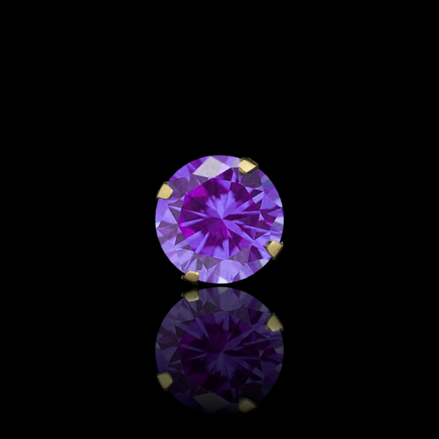 14K Gold CZ Stud Earrings in 10 Colors (2 mm to 8 mm, Screw-Back)