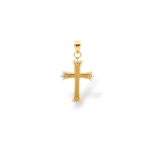 14K Yellow Cross Pendant with White Gold accents– 23mm