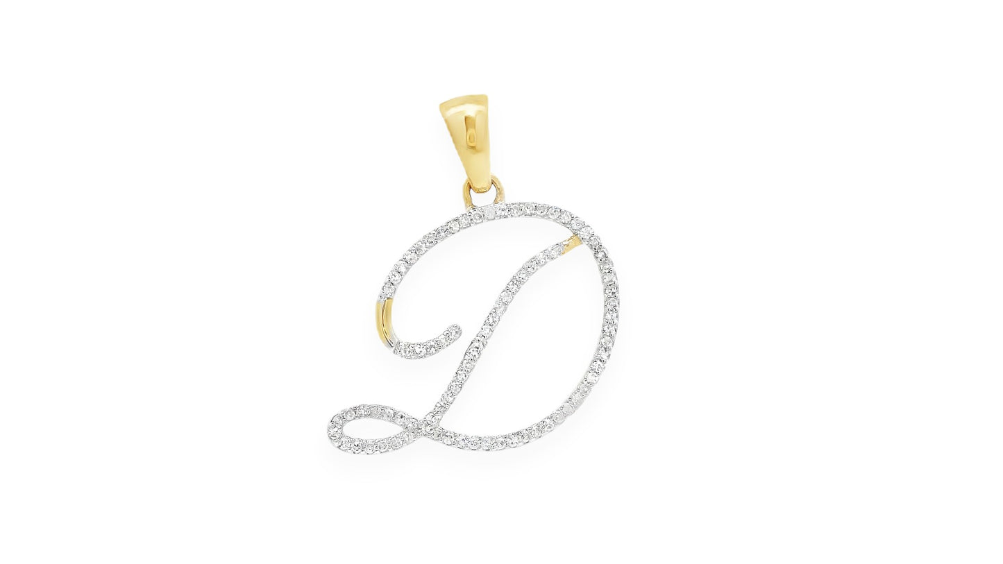 Diamond Script Initial Pendant