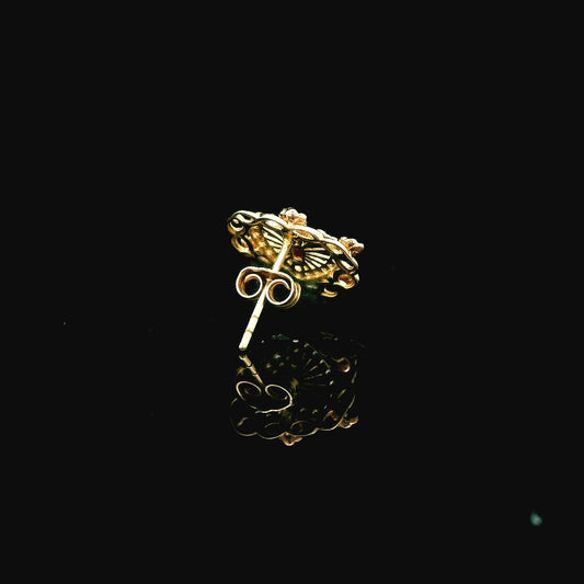 14K Radiating Guadalupe Earrings with CZ Inner Heart & Rose Accents