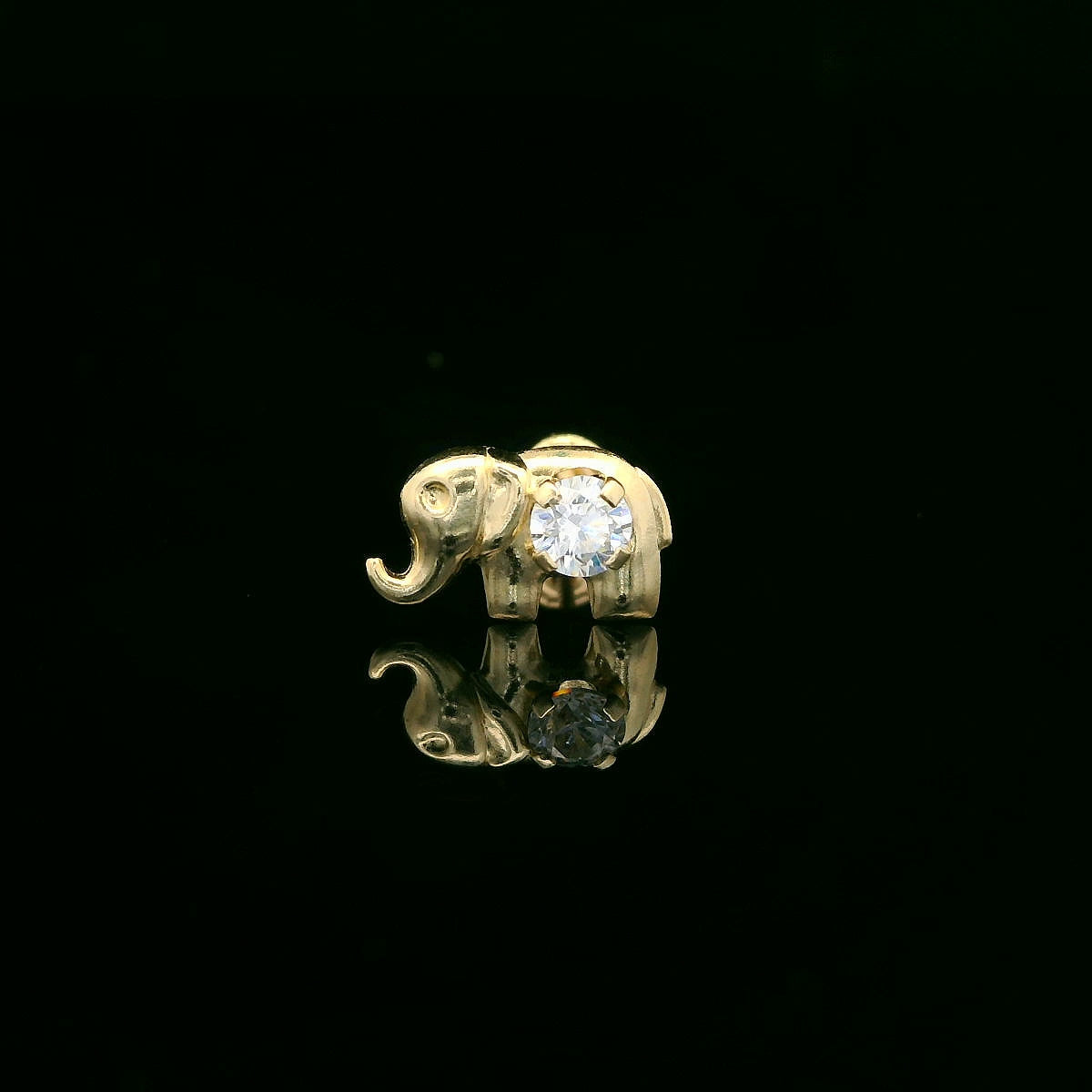 14K Gold Elephant Stud Earrings with Screw Backs – 5mm x 9mm