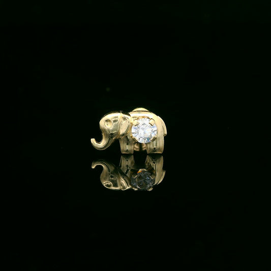 14K Gold Elephant Stud Earrings with Screw Backs – 5mm x 9mm