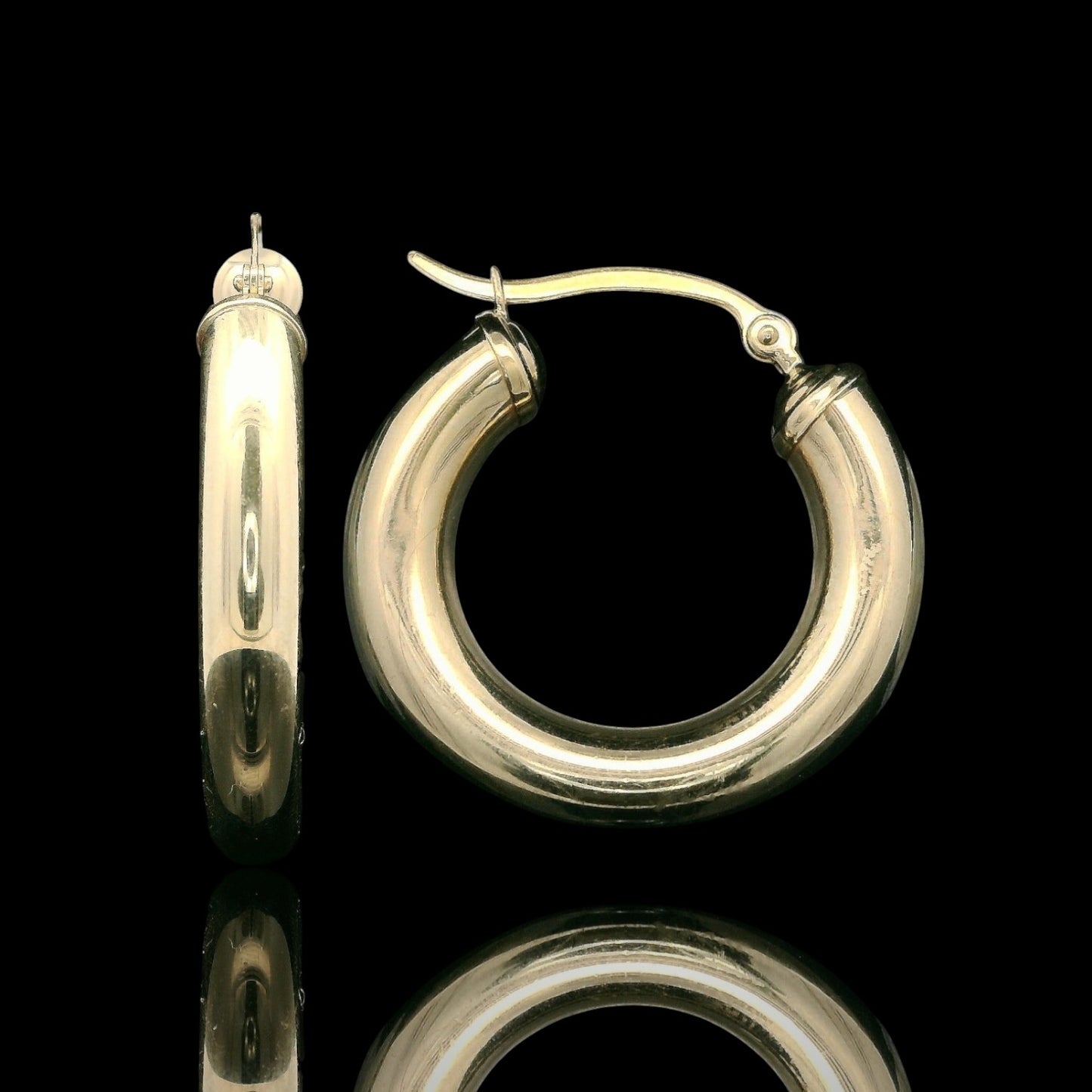 14K Solid Yellow Gold Classic Fancy Italian Hoops (All Sizes Available)