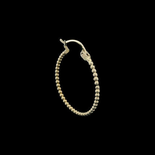 14K Yellow Gold 25mm Beaded Hoop Earrings