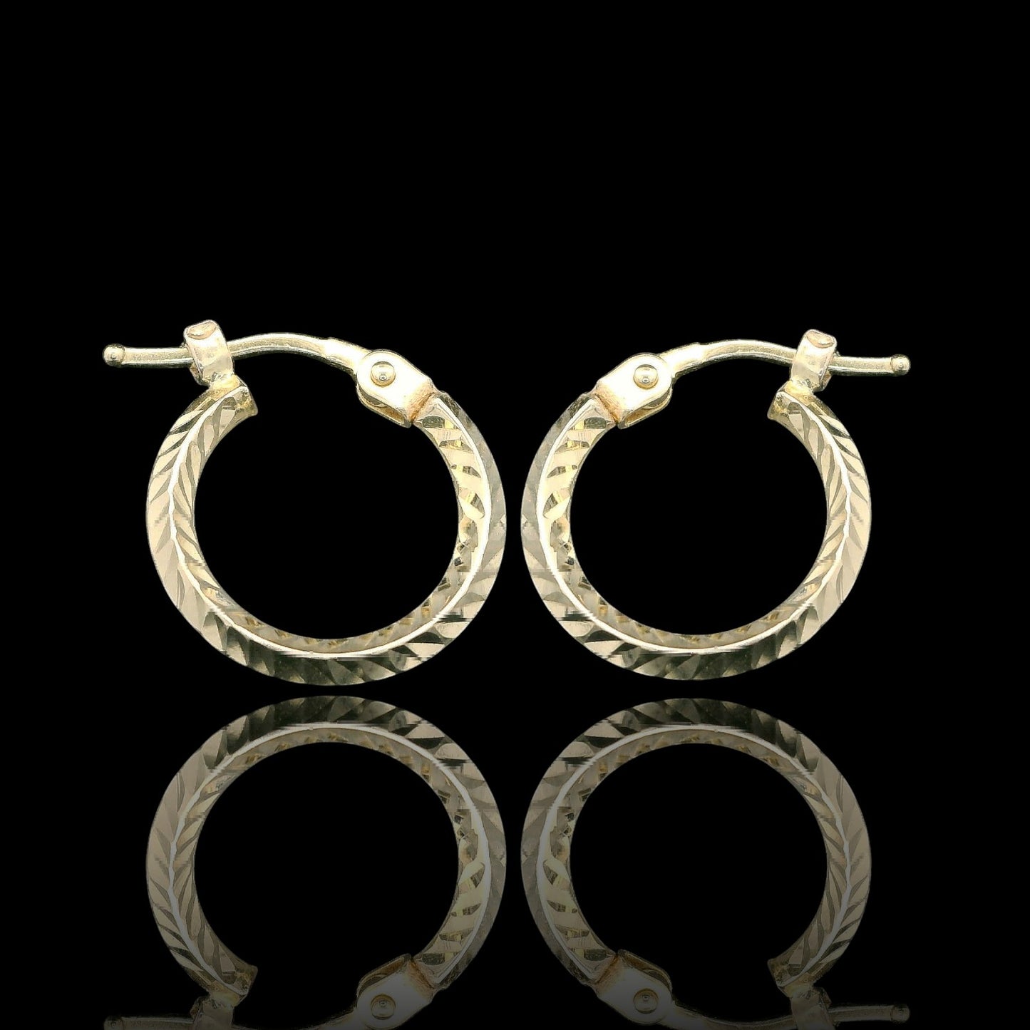 14K Diamond-Cut 15mm Mini Hoop Earrings