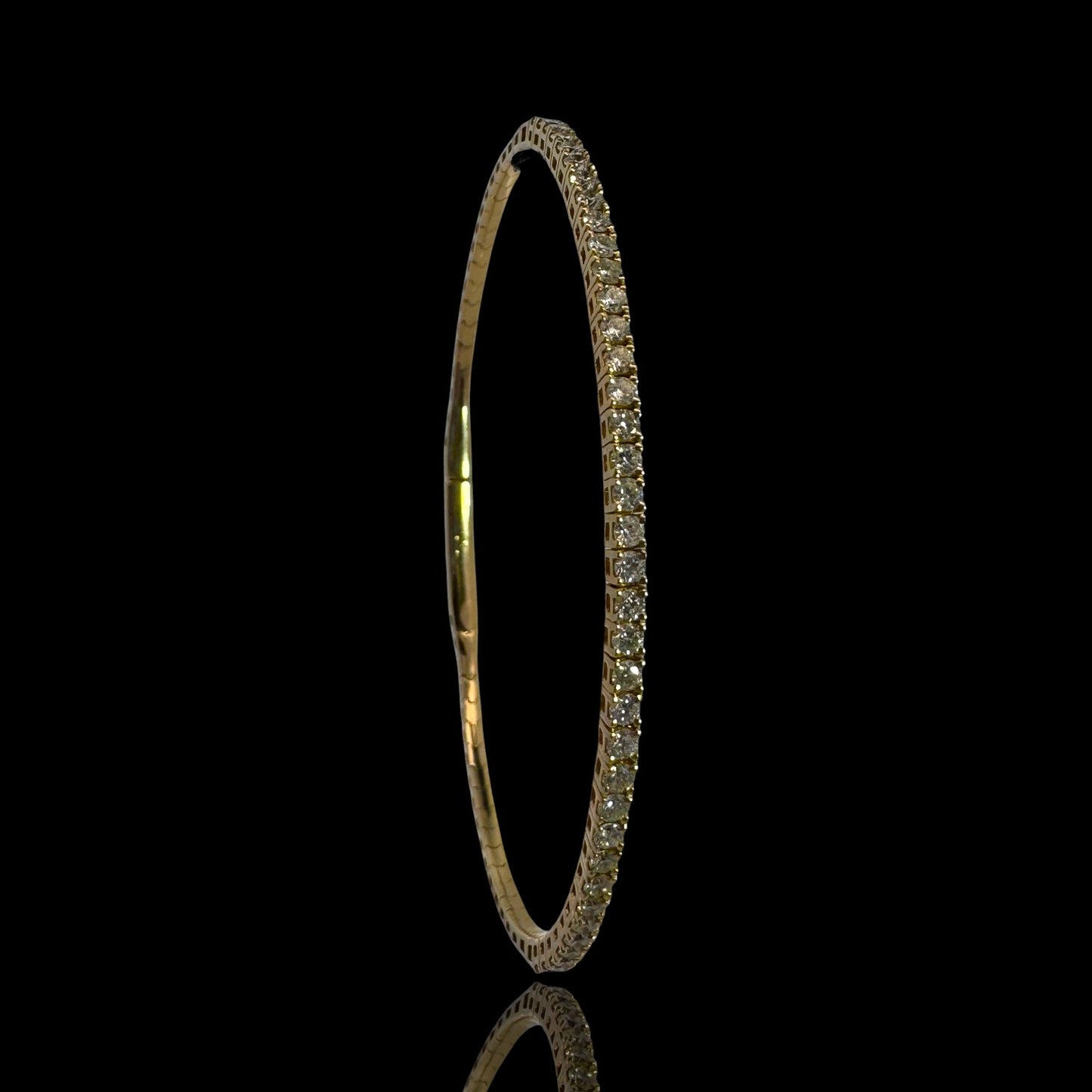 14K Gold 1.50 TCW Diamond 2mm Flexible Bangle