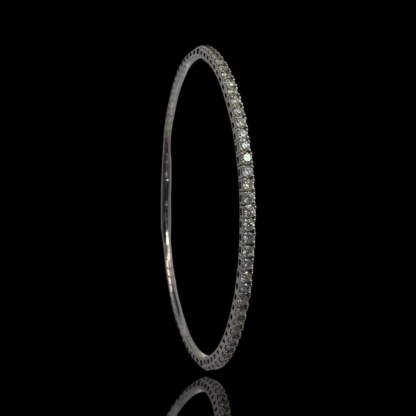 14K Gold 1.50 TCW Diamond 2mm Flexible Bangle
