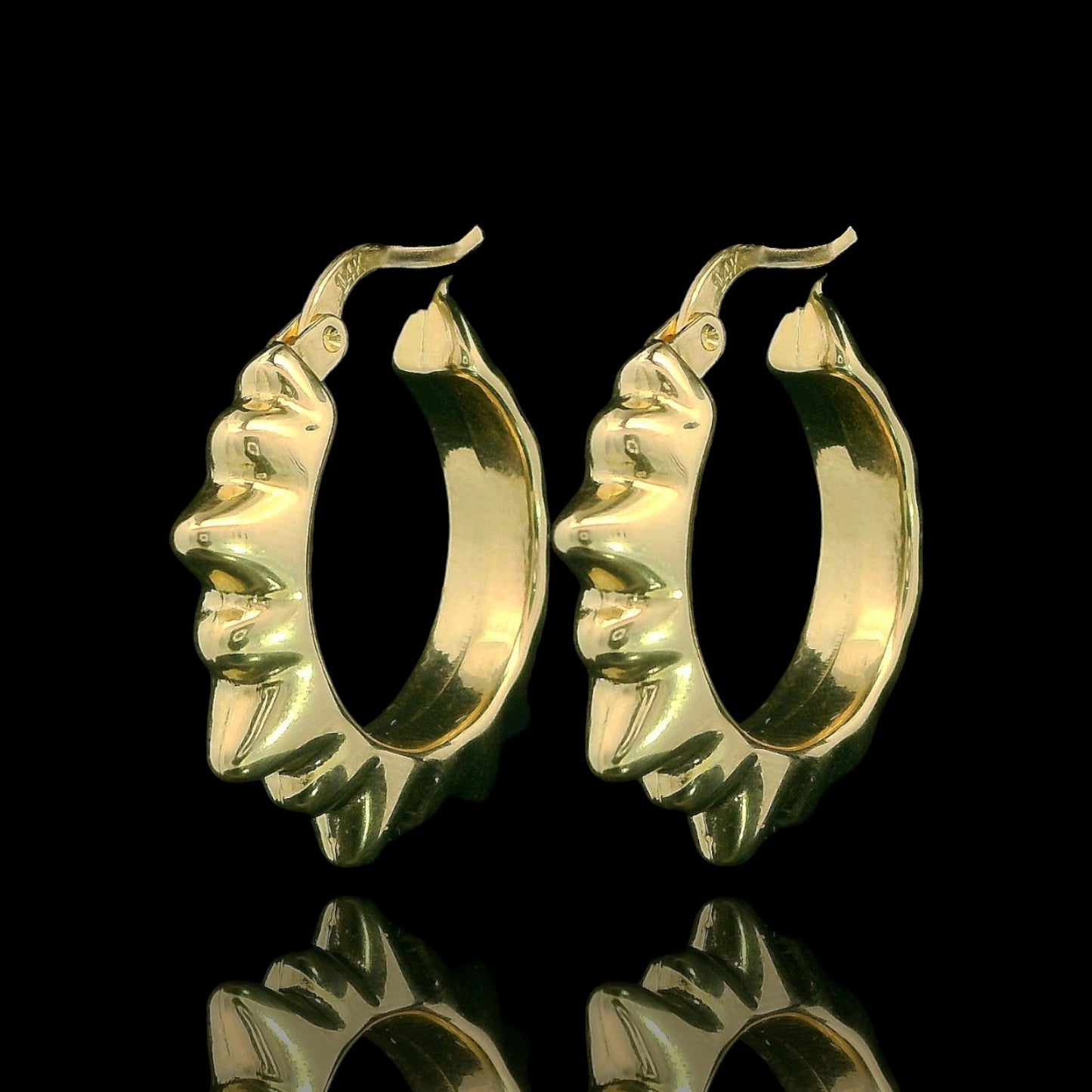 14K Gold Sunburst Hoop Earrings – 25mm