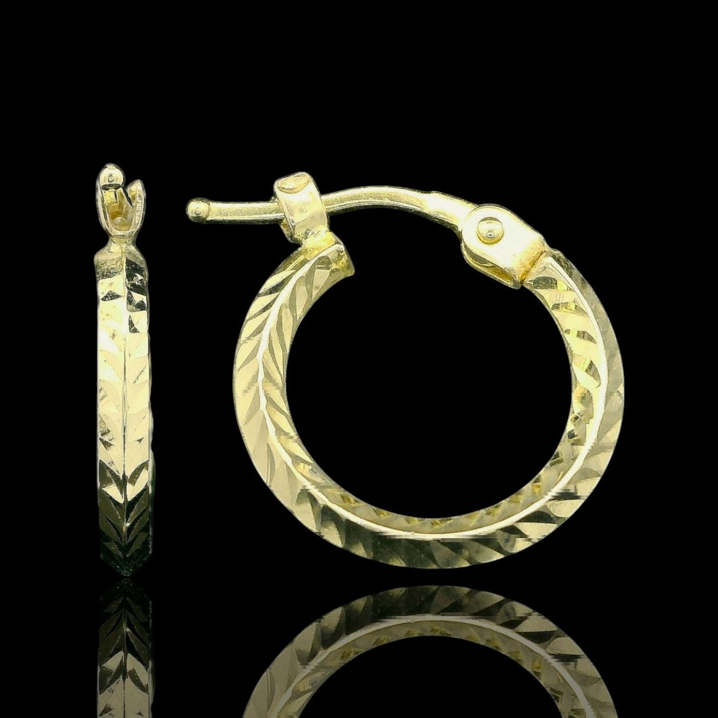 14K Diamond-Cut 15mm Mini Hoop Earrings