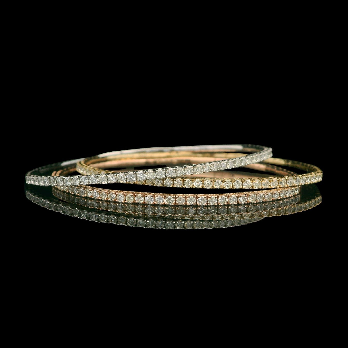 14K Gold 1.50 TCW Diamond 2mm Flexible Bangle