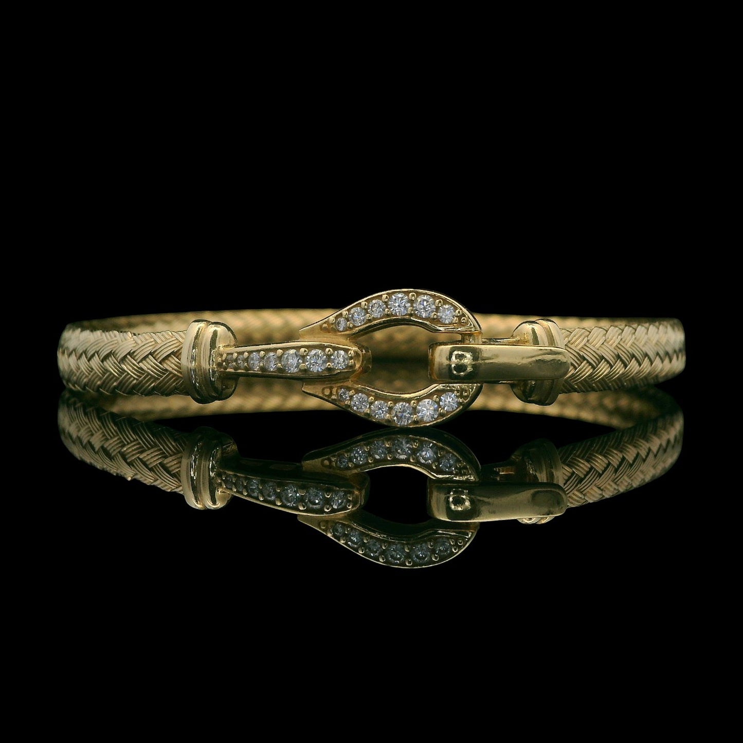 14K Flexible Woven Buckle-Lock Cz Bracelet – 6 3/4"