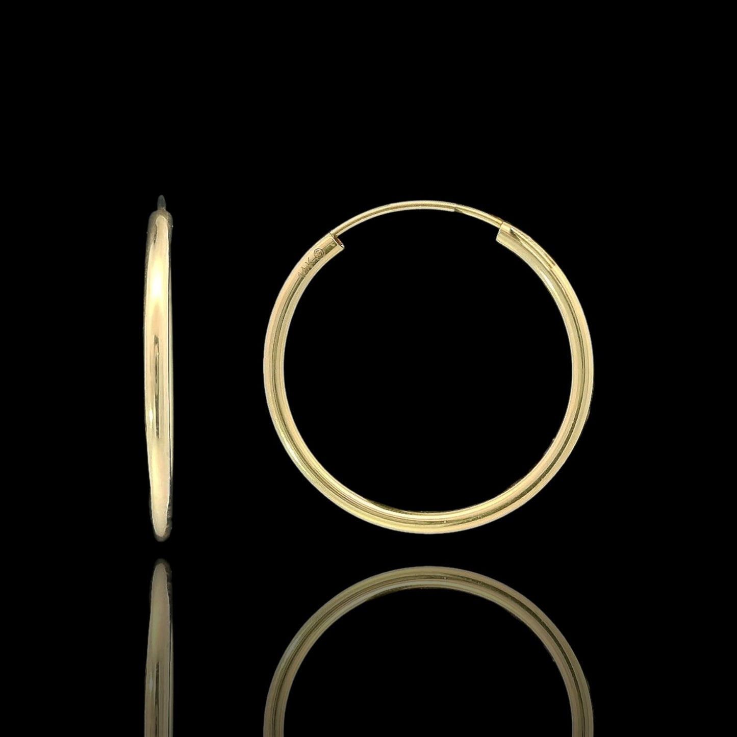 14K Gold Infinity Hoops 18mm