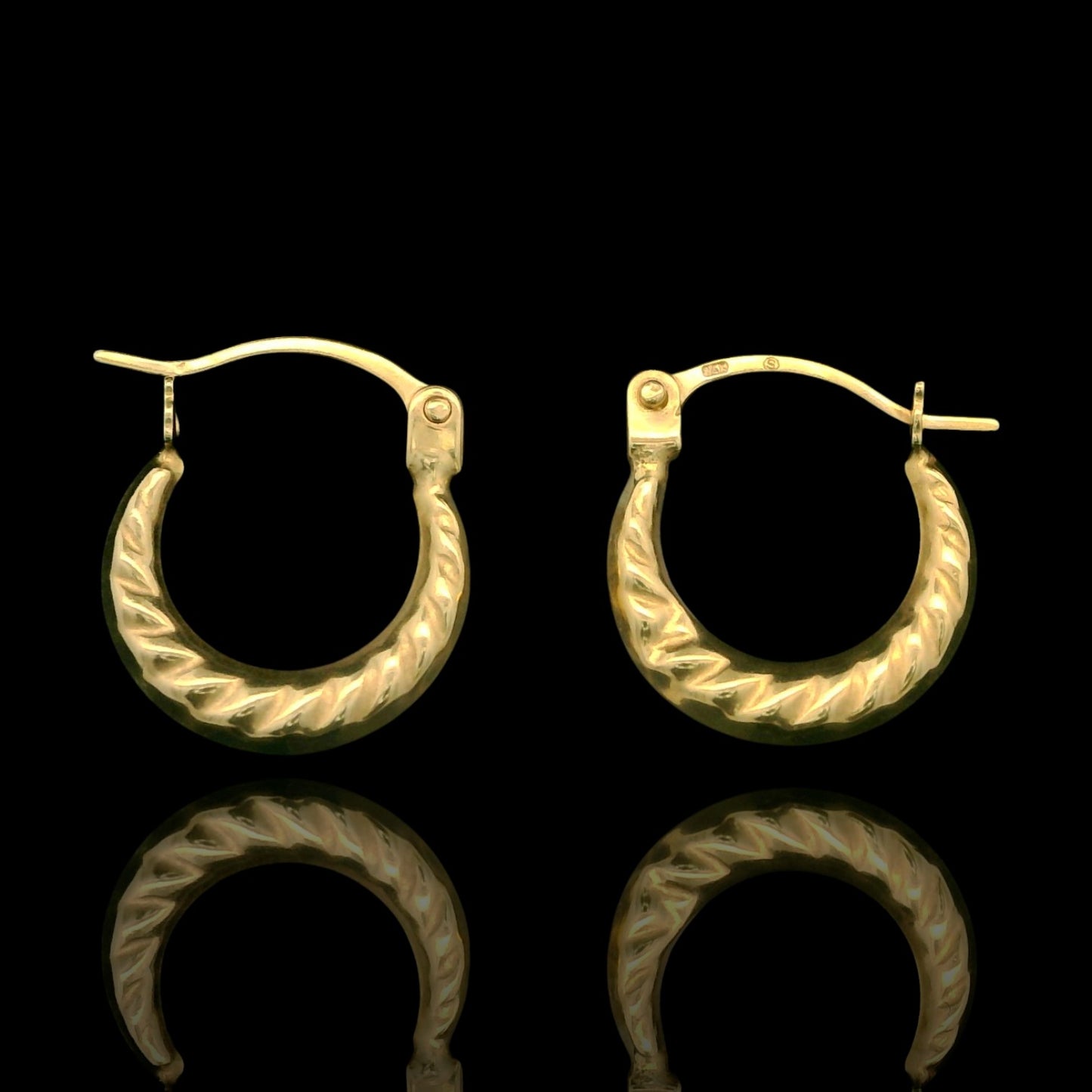 14K Yellow Gold Twisted Mini Hoop Earrings - 11mm