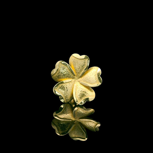 14K Gold Four-Leaf Clover Stud Earrings 15mm