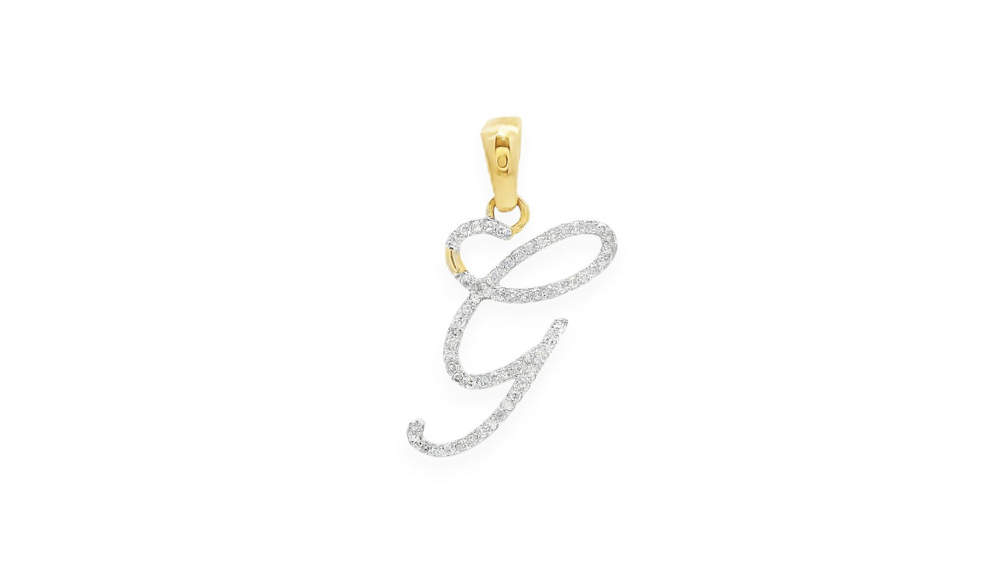 Diamond Script Initial Pendant