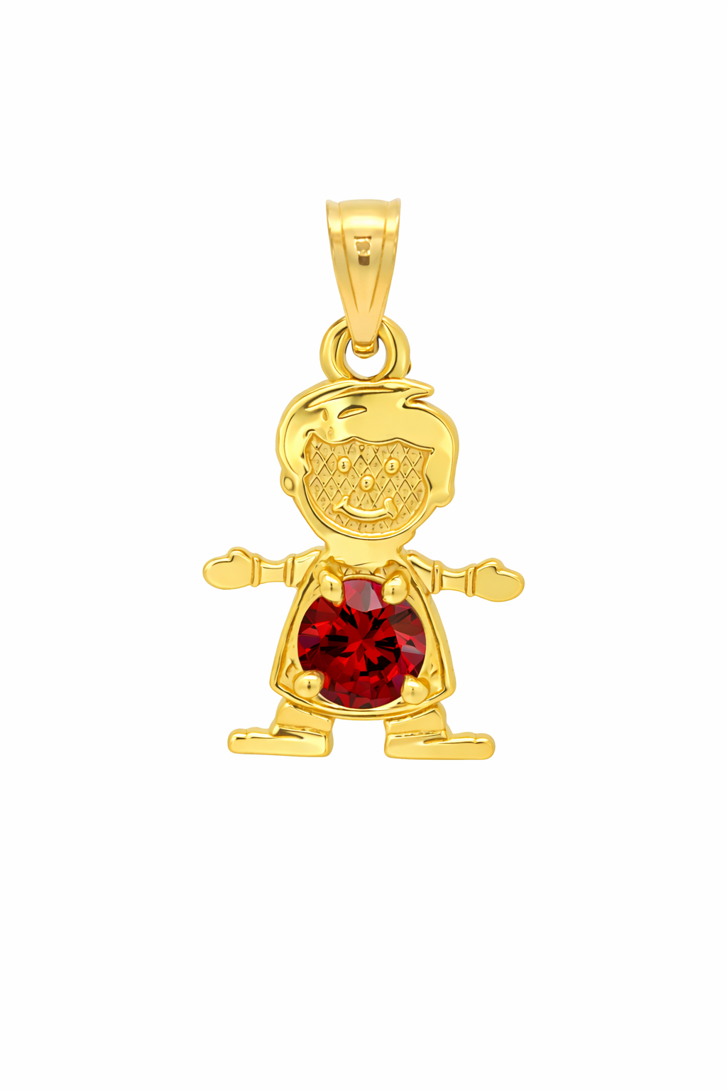 14K Gold Birthstone Boy & Girl Charm Pendants – 17mm CZ Stones by Month