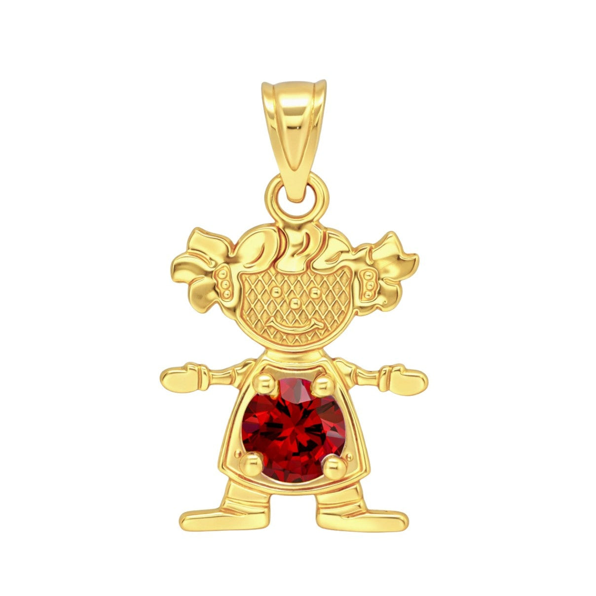 14K Gold Birthstone Boy & Girl Charm Pendants – 17mm CZ Stones by Month