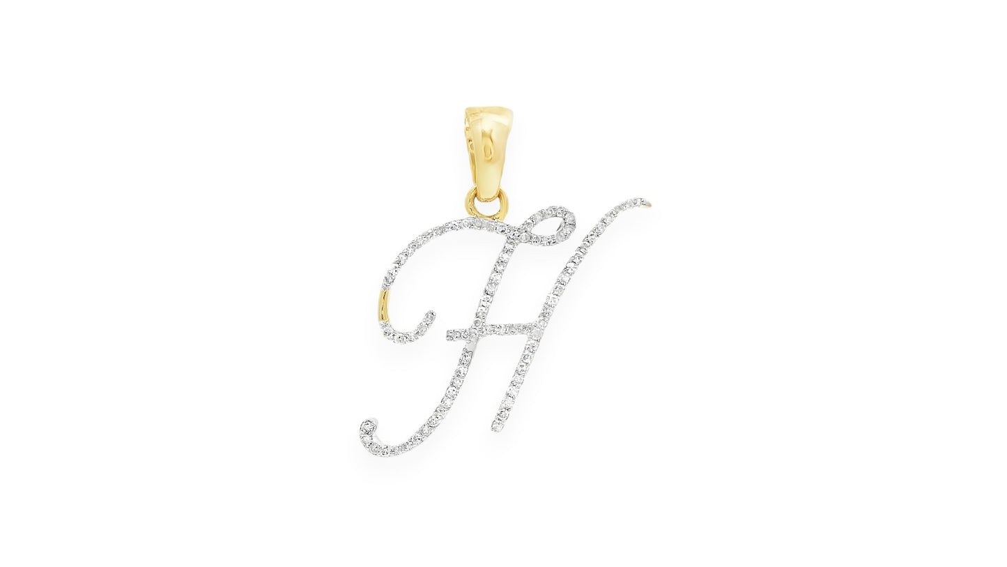 Diamond Script Initial Pendant