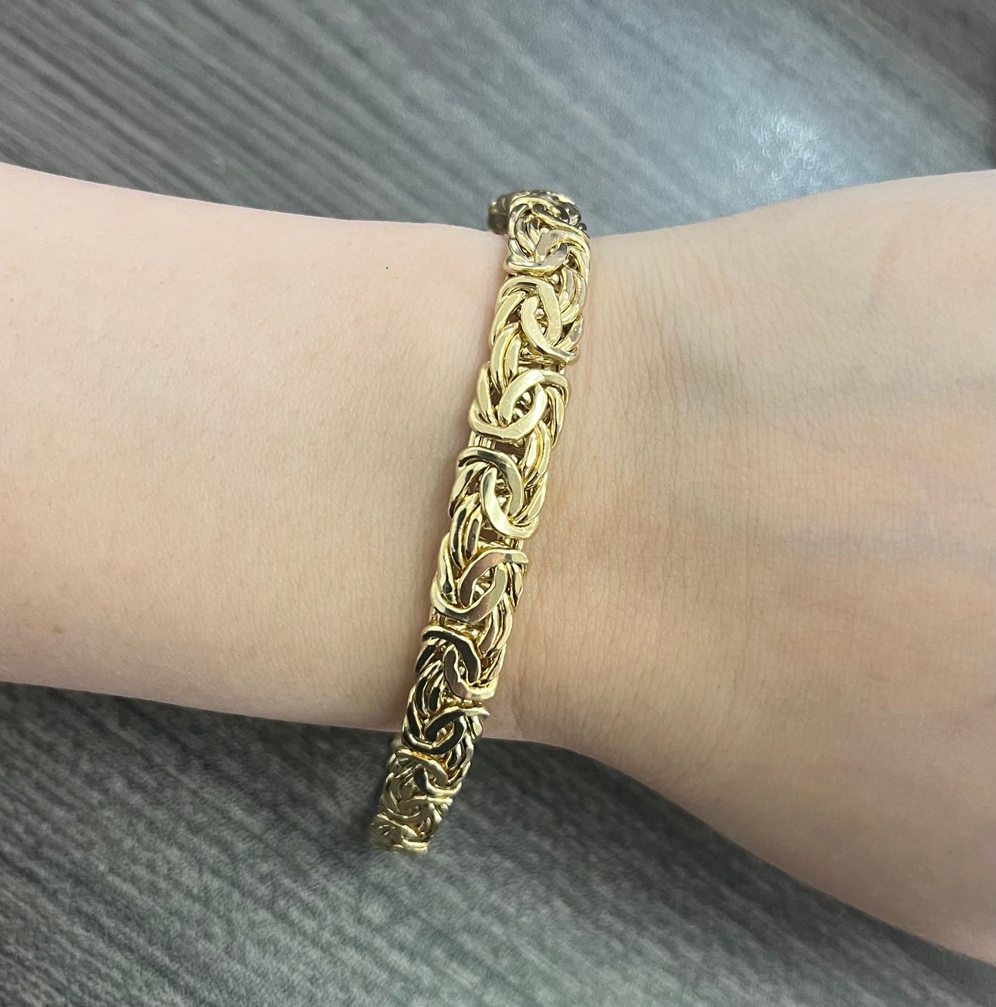 14K Gold 9MM Byzantine Bracelet - 7" Inches