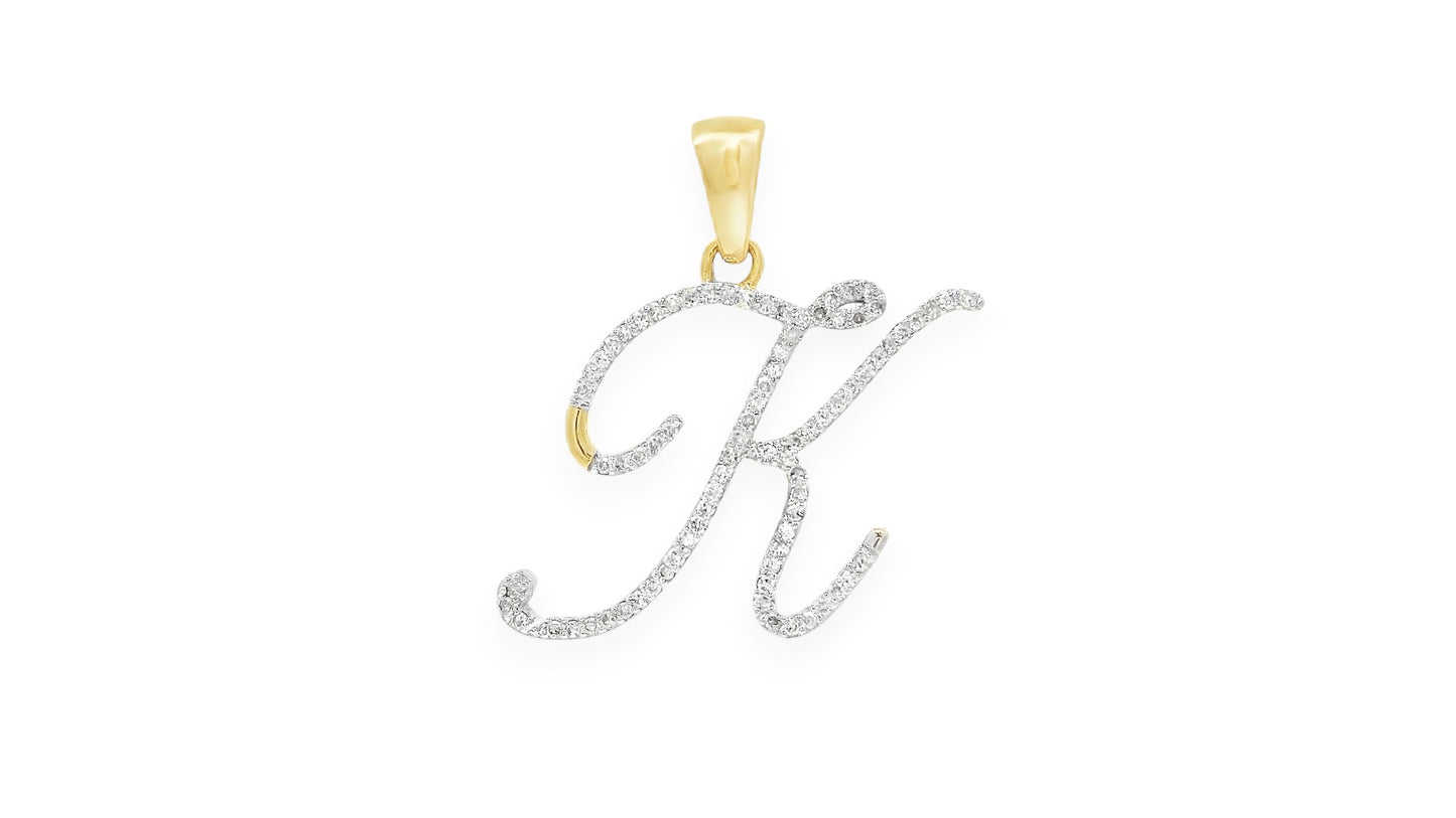 Diamond Script Initial Pendant