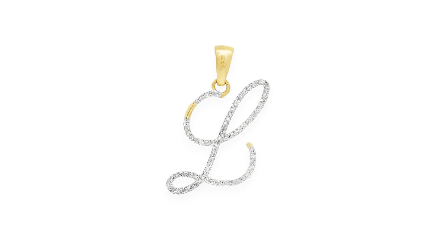 Diamond Script Initial Pendant