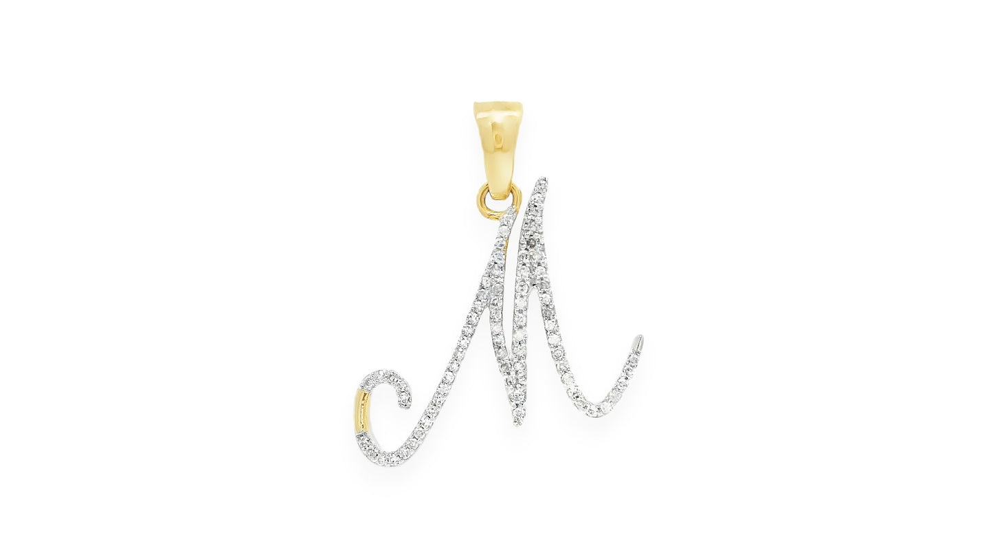 Diamond Script Initial Pendant
