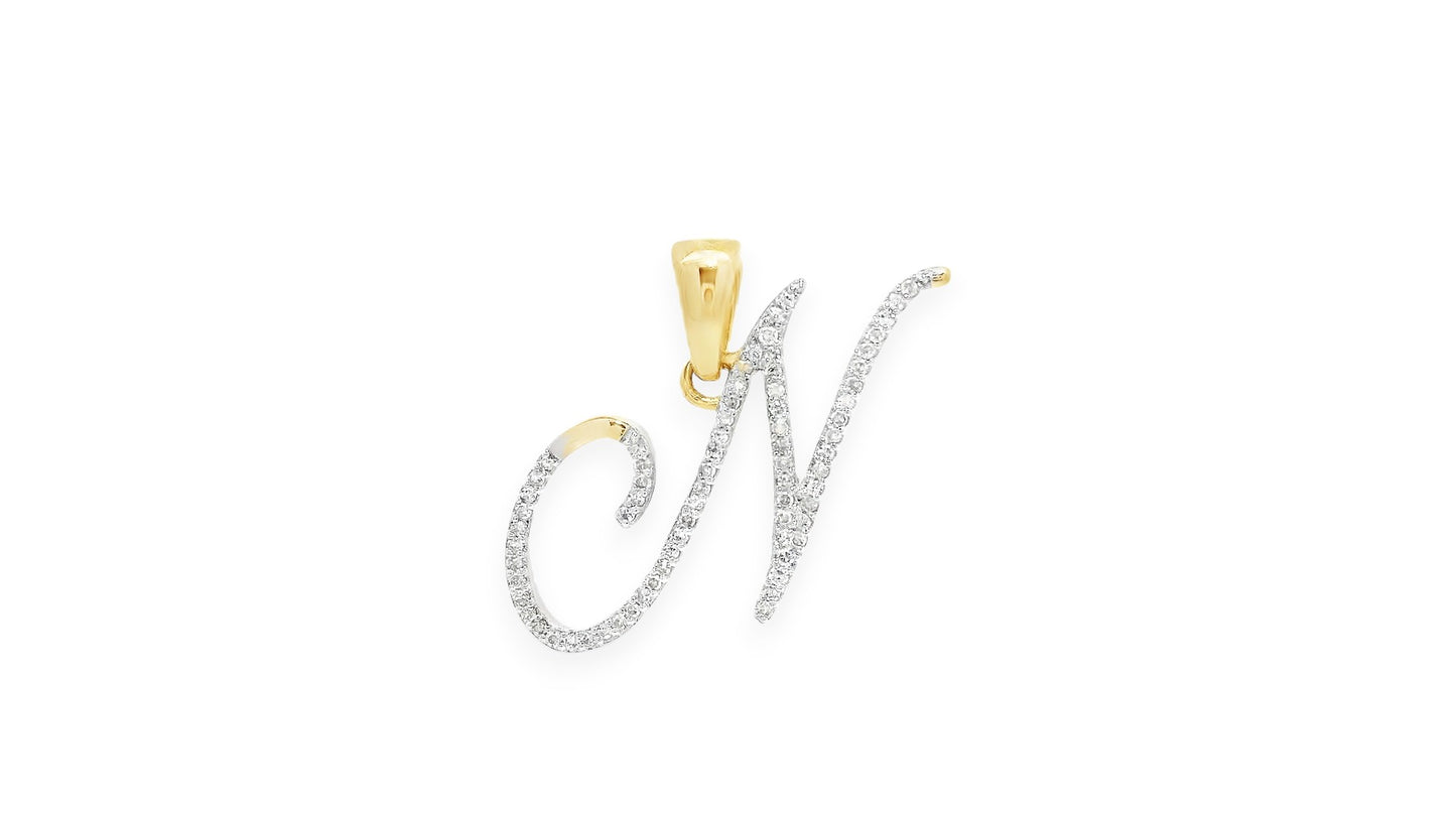 Diamond Script Initial Pendant