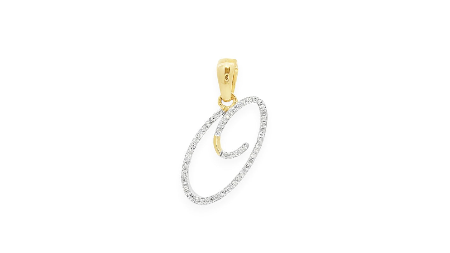 Diamond Script Initial Pendant