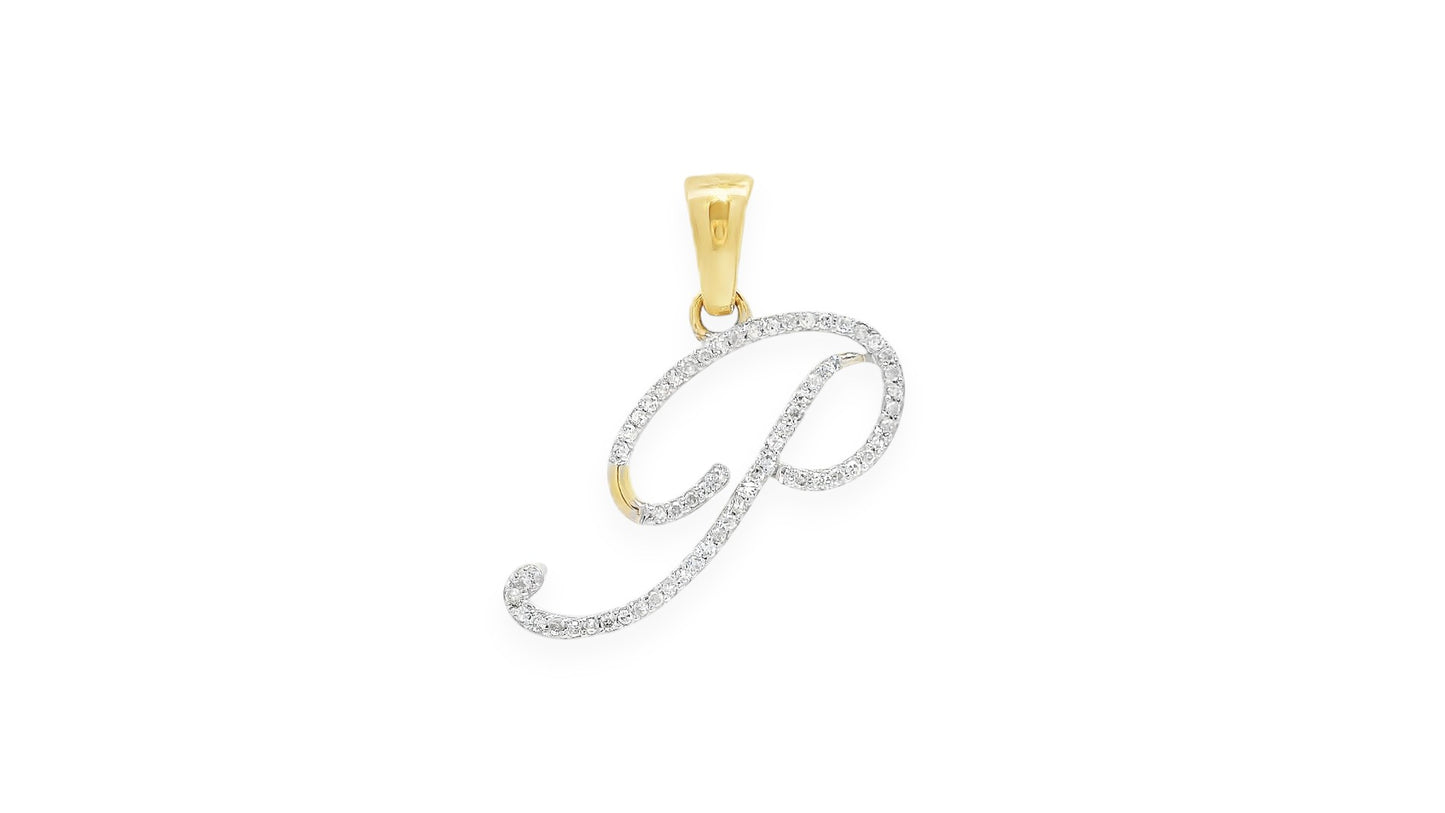 Diamond Script Initial Pendant