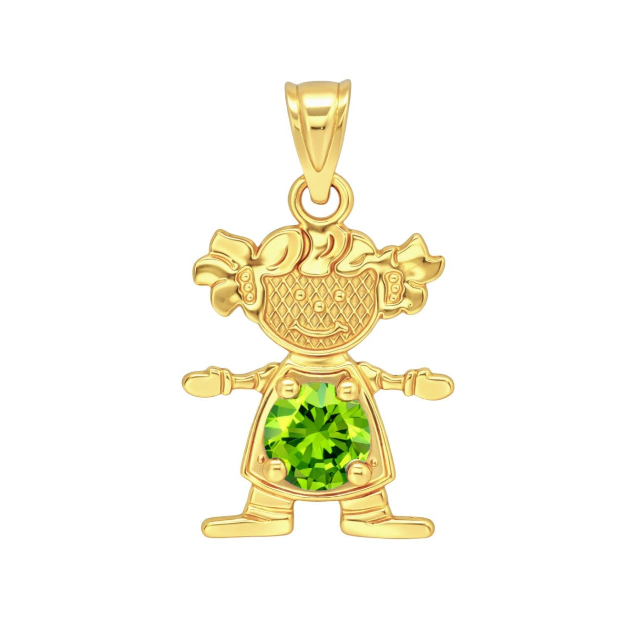 14K Gold Birthstone Boy & Girl Charm Pendants – 17mm CZ Stones by Month