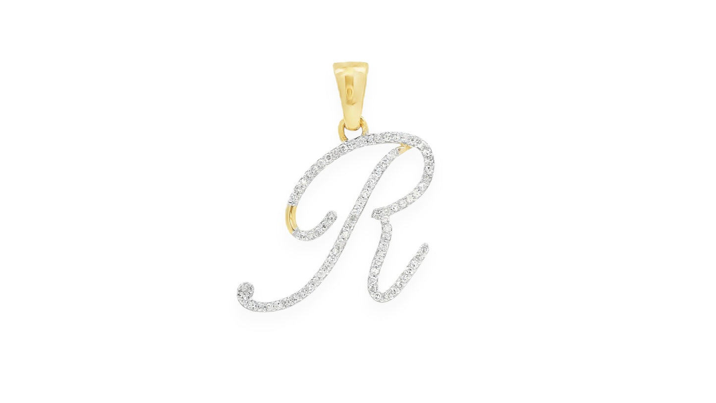 Diamond Script Initial Pendant
