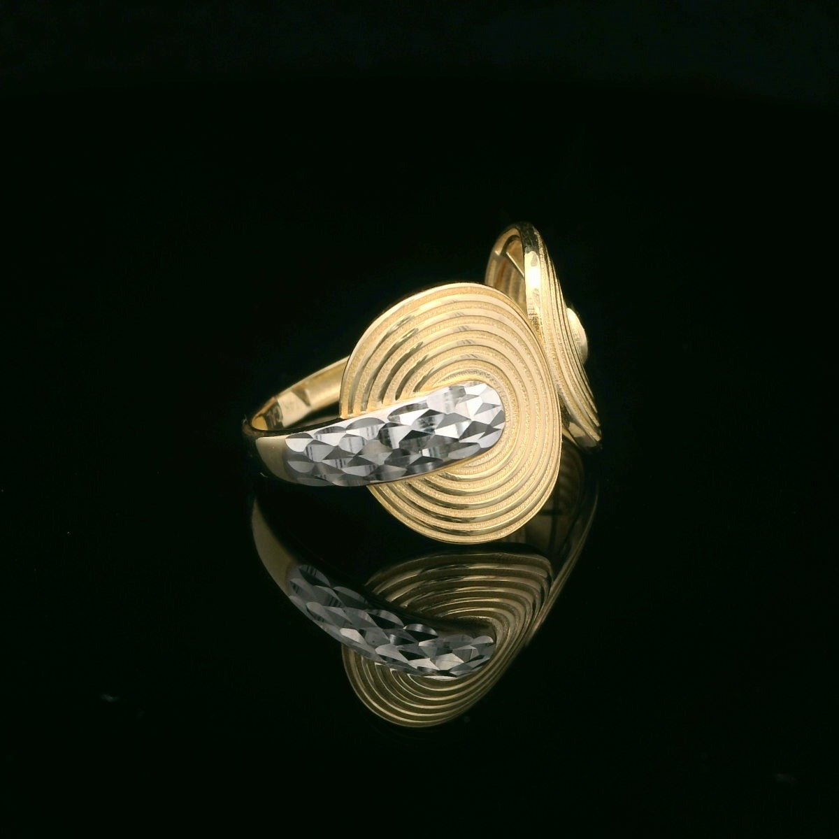 14K Gold Two-Tone Open Design Statement Ring