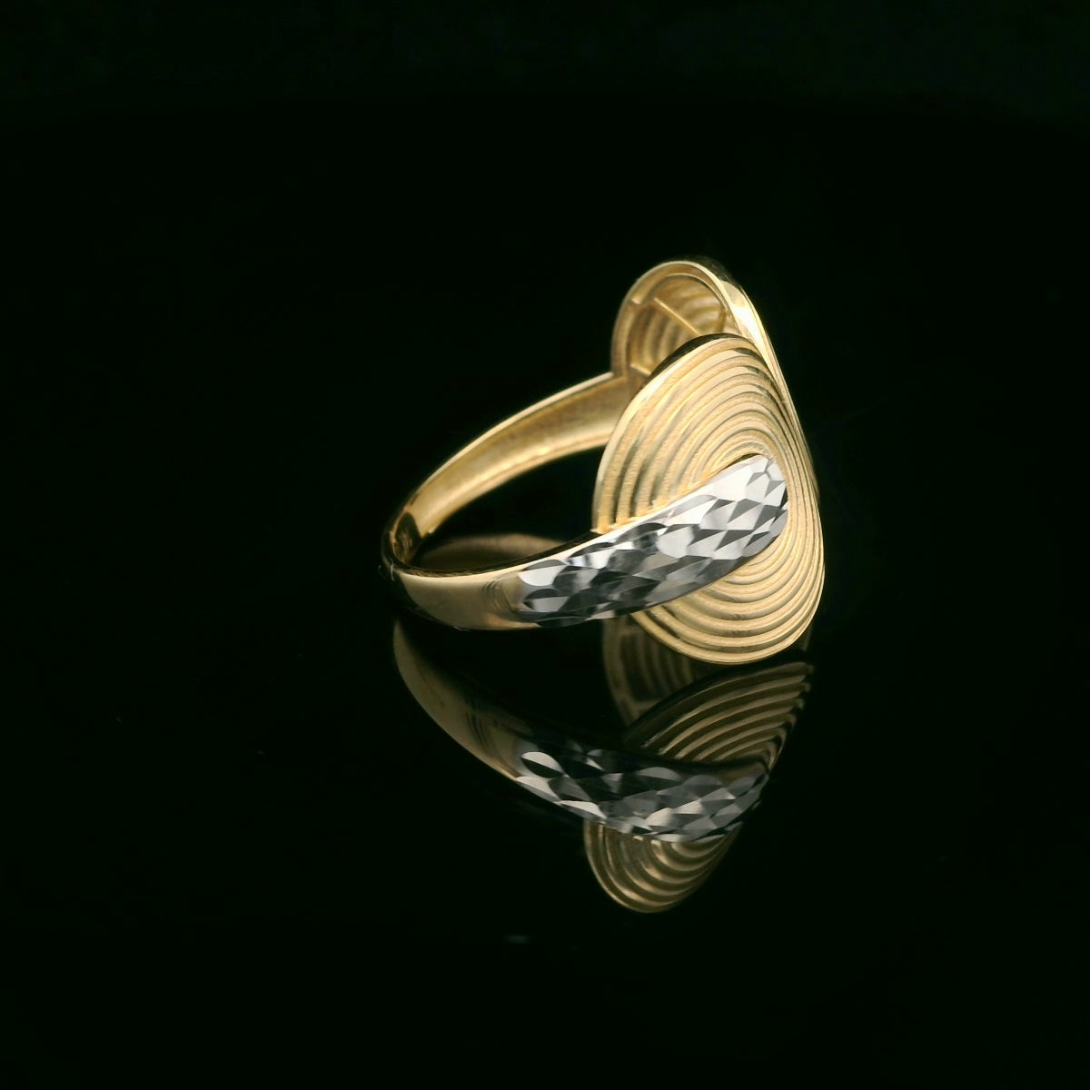 14K Gold Two-Tone Open Design Statement Ring