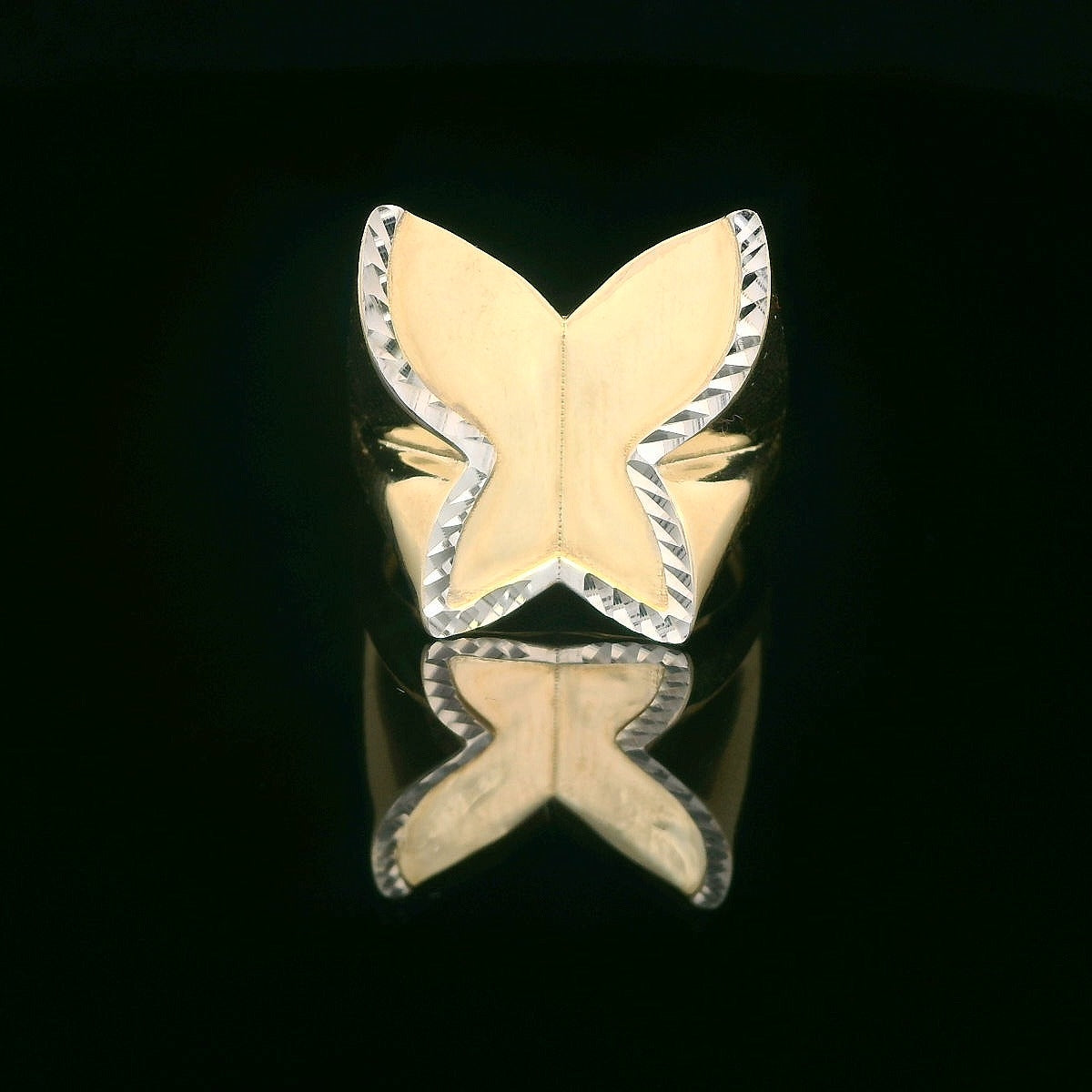 14K Diamond Cut Butterfly Ring