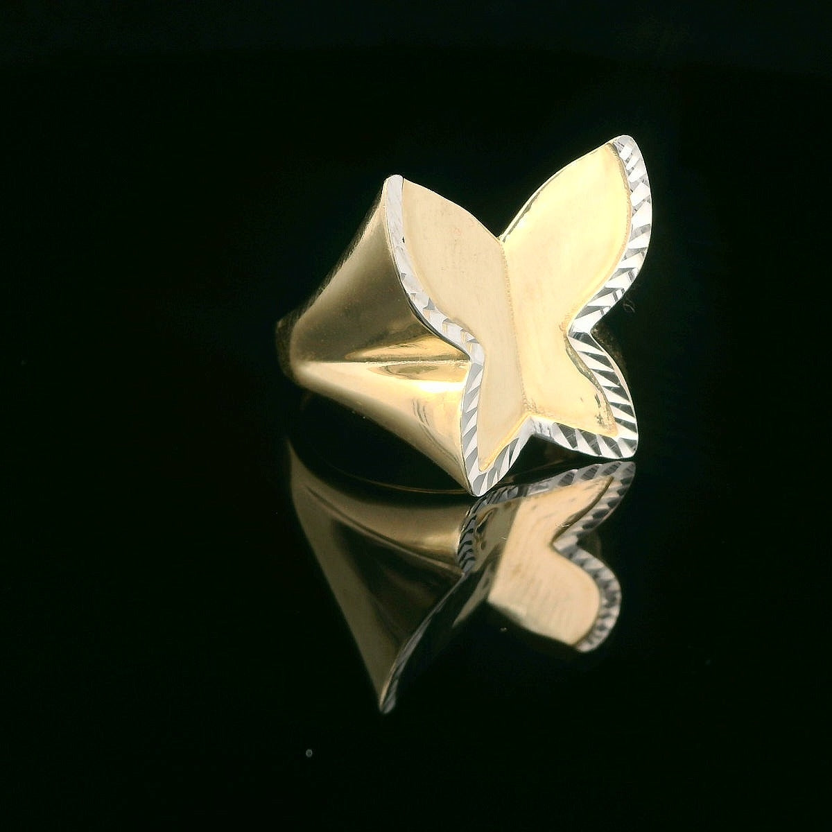 14K Diamond Cut Butterfly Ring